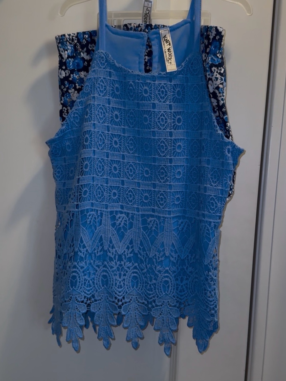 Net Works Sky Blue Crochet Halter Camisole and matching floral short set